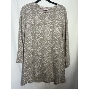 PINK LILY Dress Womens‎ Medium Tan White Animal Print EUC B6